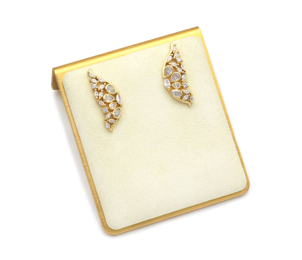CZ Pave Butterfly Wing Stud Earrings, Sku#LD354