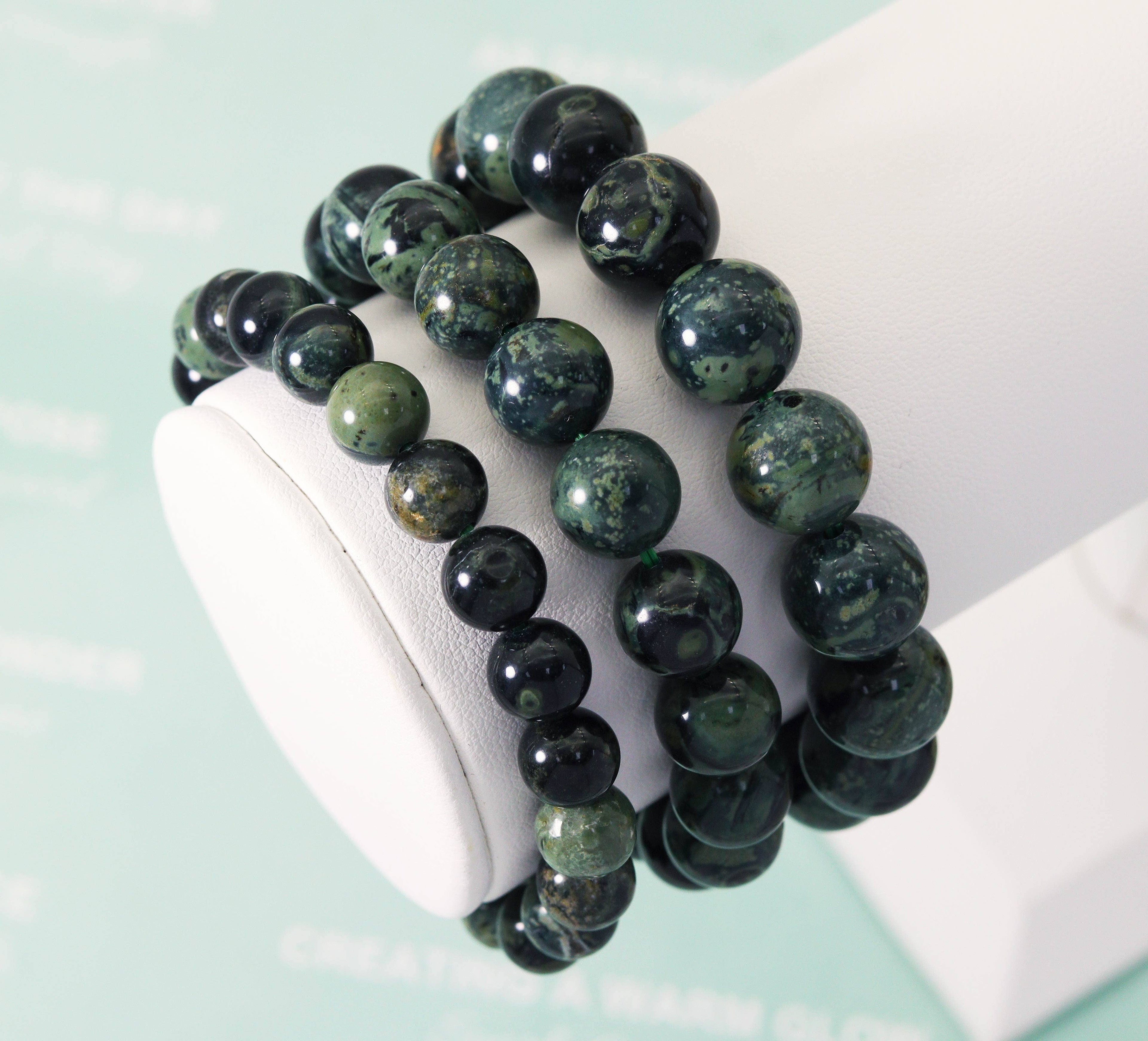 Natural Kambaba Jasper Round Smooth Stretchy Bracelet, Sku#EF134