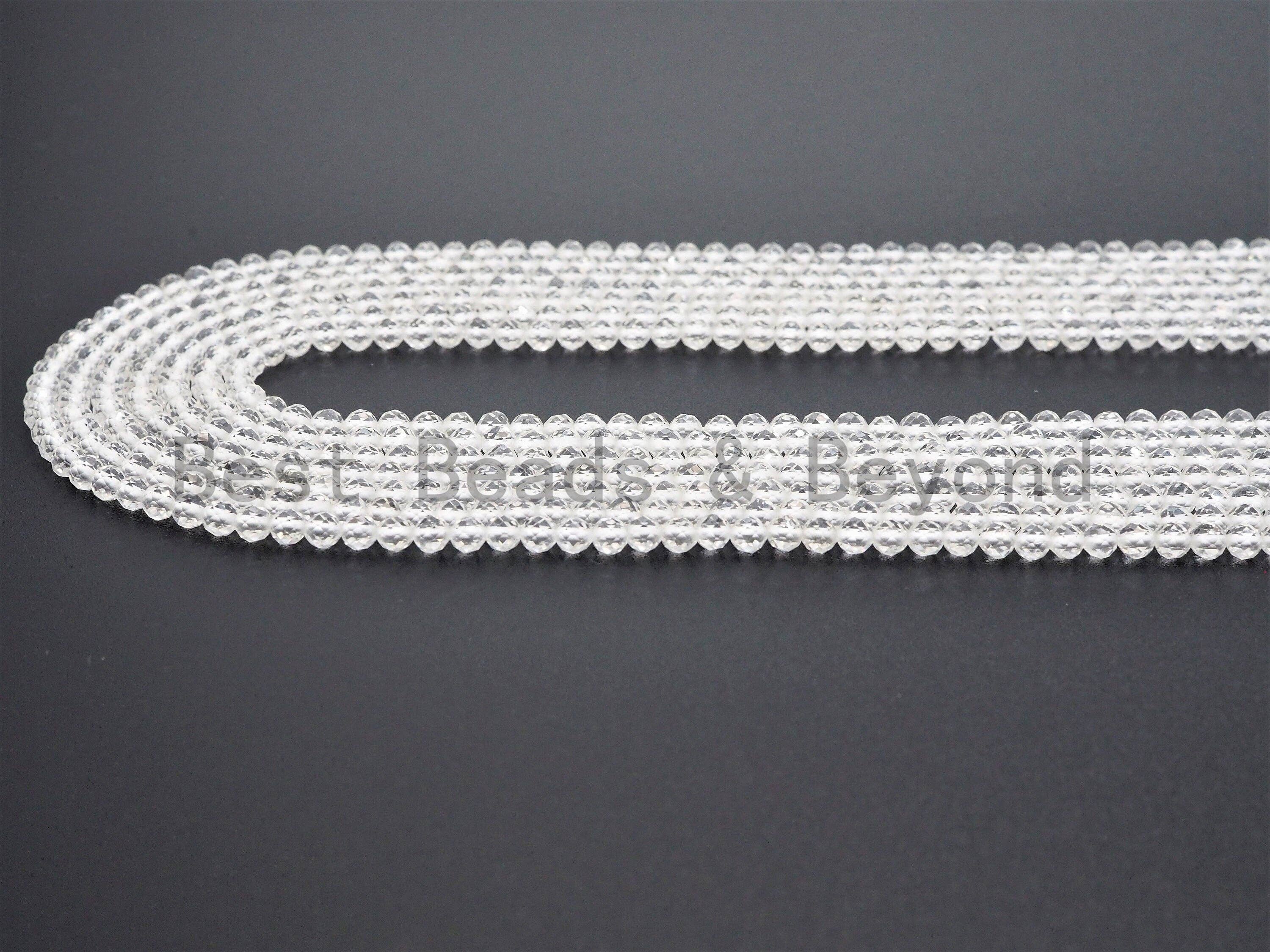 Natural Faceted Round Clear Quartz beads, 2mm/3mm/4mm Tiny Sparkly Gemstone beads, Natural Clear Quartz Beads, 15.5inch strand, SKU#U359