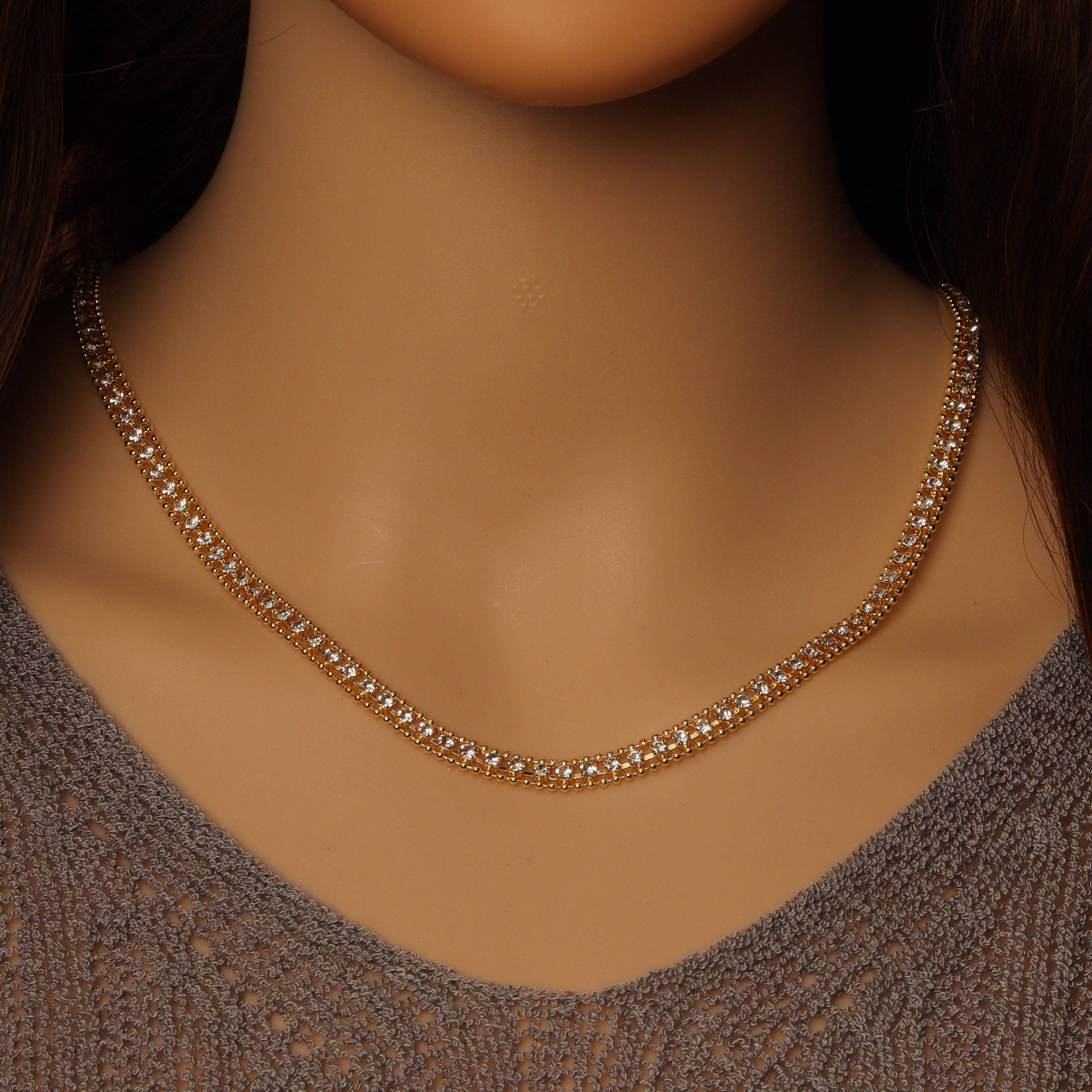 Gold Clear CZ Ribbon Chain by Yard for Bracelet Necklace Mak