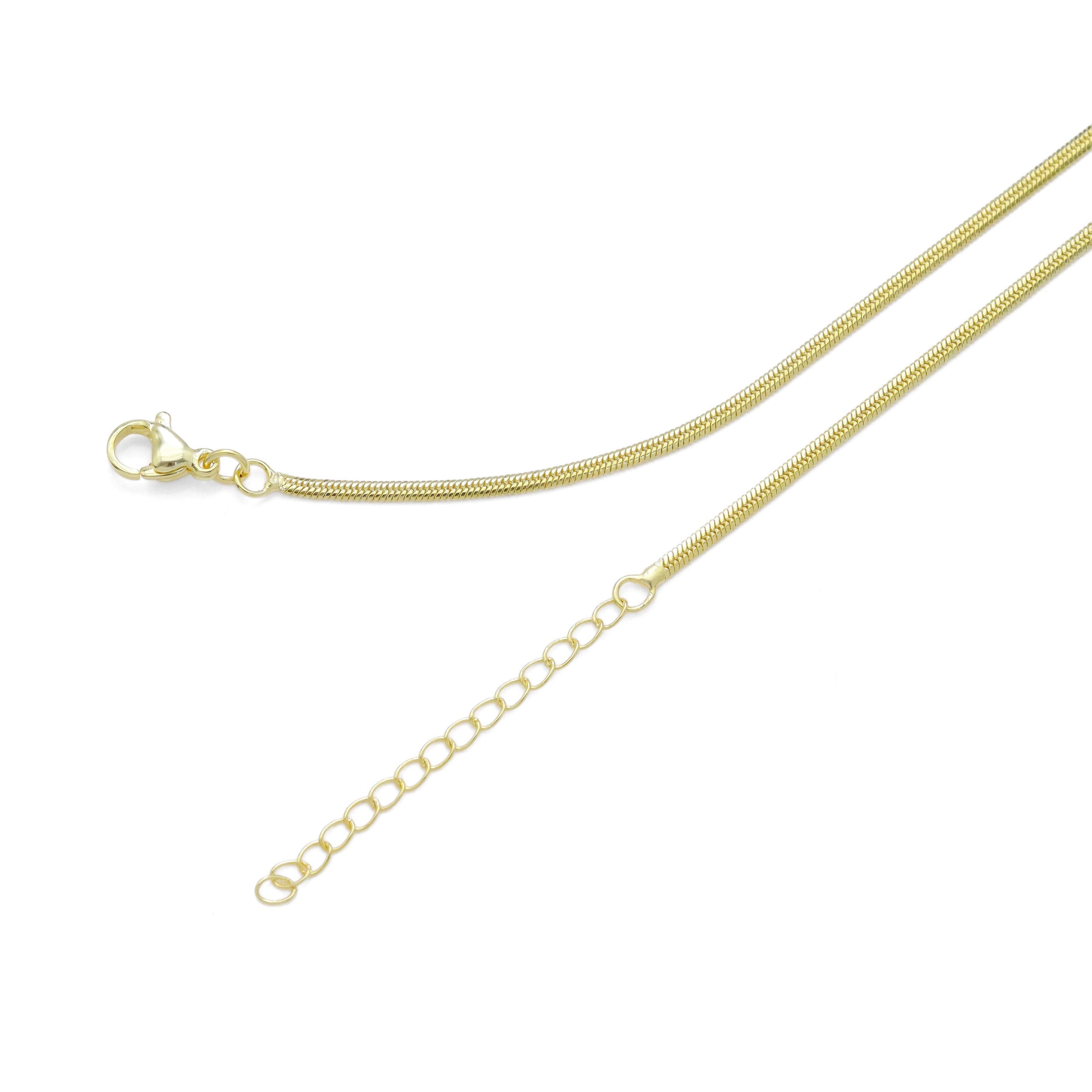 Gold Thin Slinky Herringbone Chain Necklace, Sku#LD535
