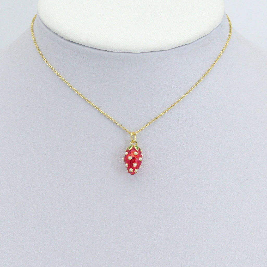 White Pearl Strawberry Charm Pendant,Sku#LD724