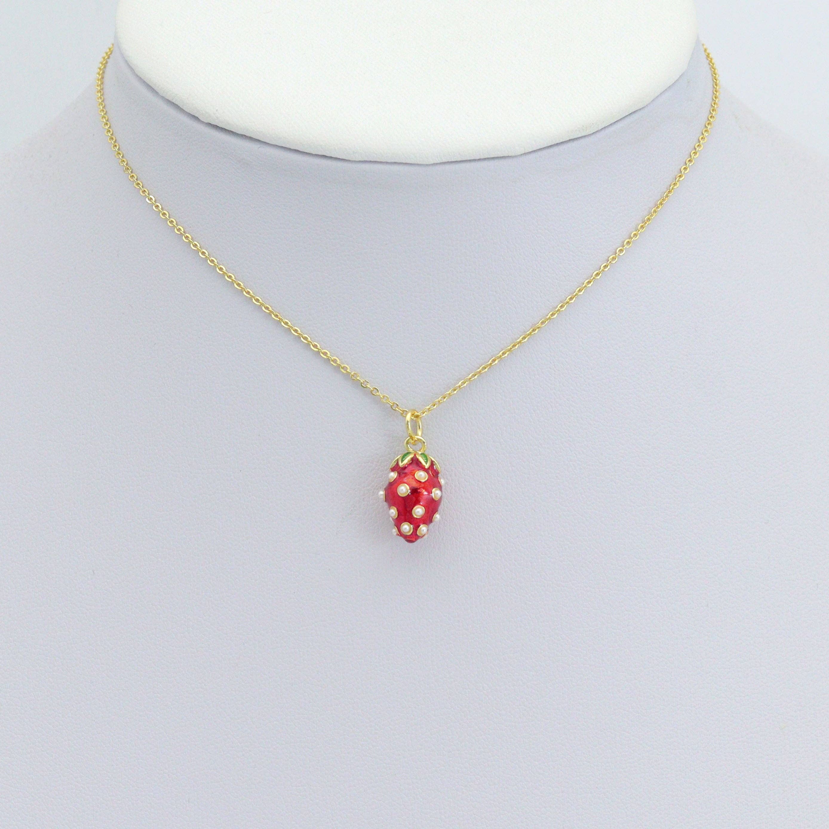 White Pearl Strawberry Charm Pendant,Sku#LD724