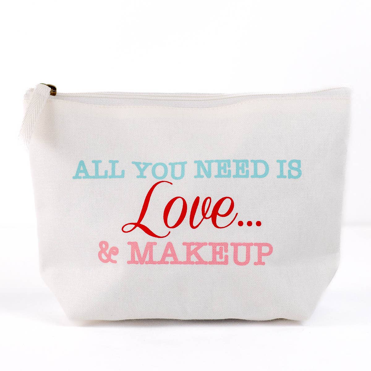 Love & Makeup Cosmetic Bag   White/Multi   10.25x6.75x3