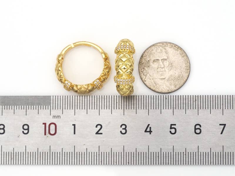 Gold Twisted Chuny Ring, CZ Pave Ring, SKU#X214