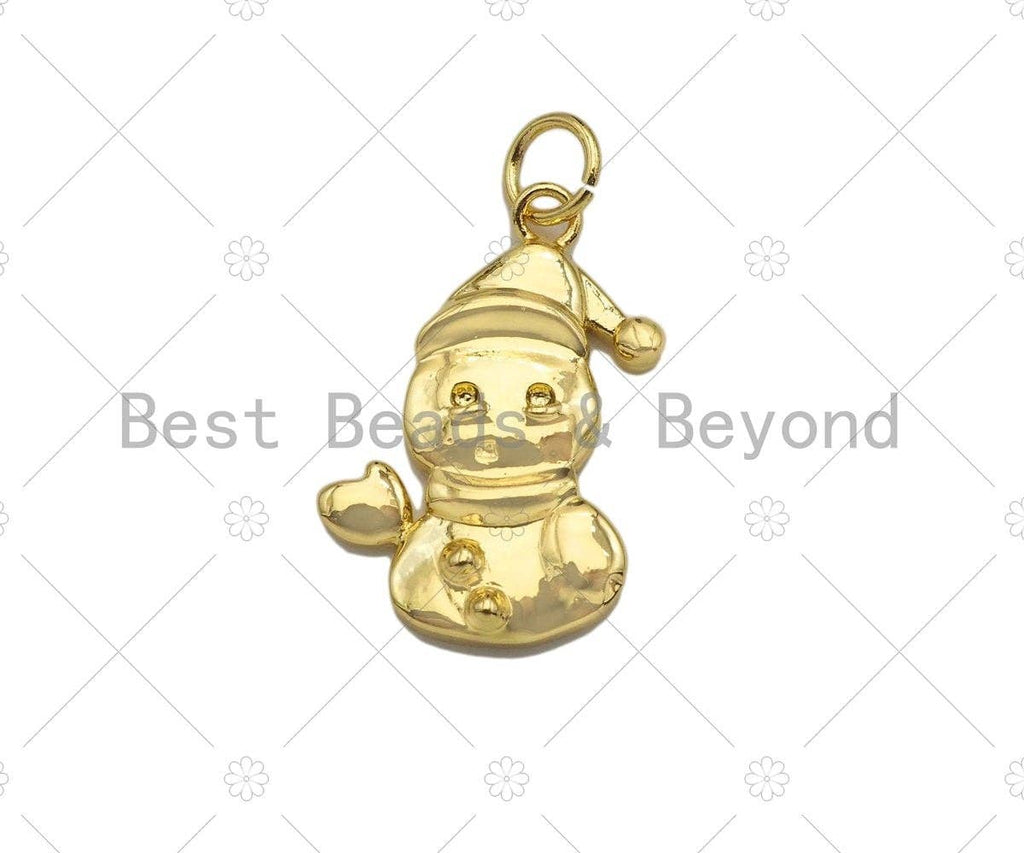 Dainty 18K Gold Cute Snowman Shape Pendant, Christmas Charm Pendant,15x20mm, Sku#LK215