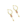 Fuchsia CZ Arrow Hoop Earrings, Sku#LK853