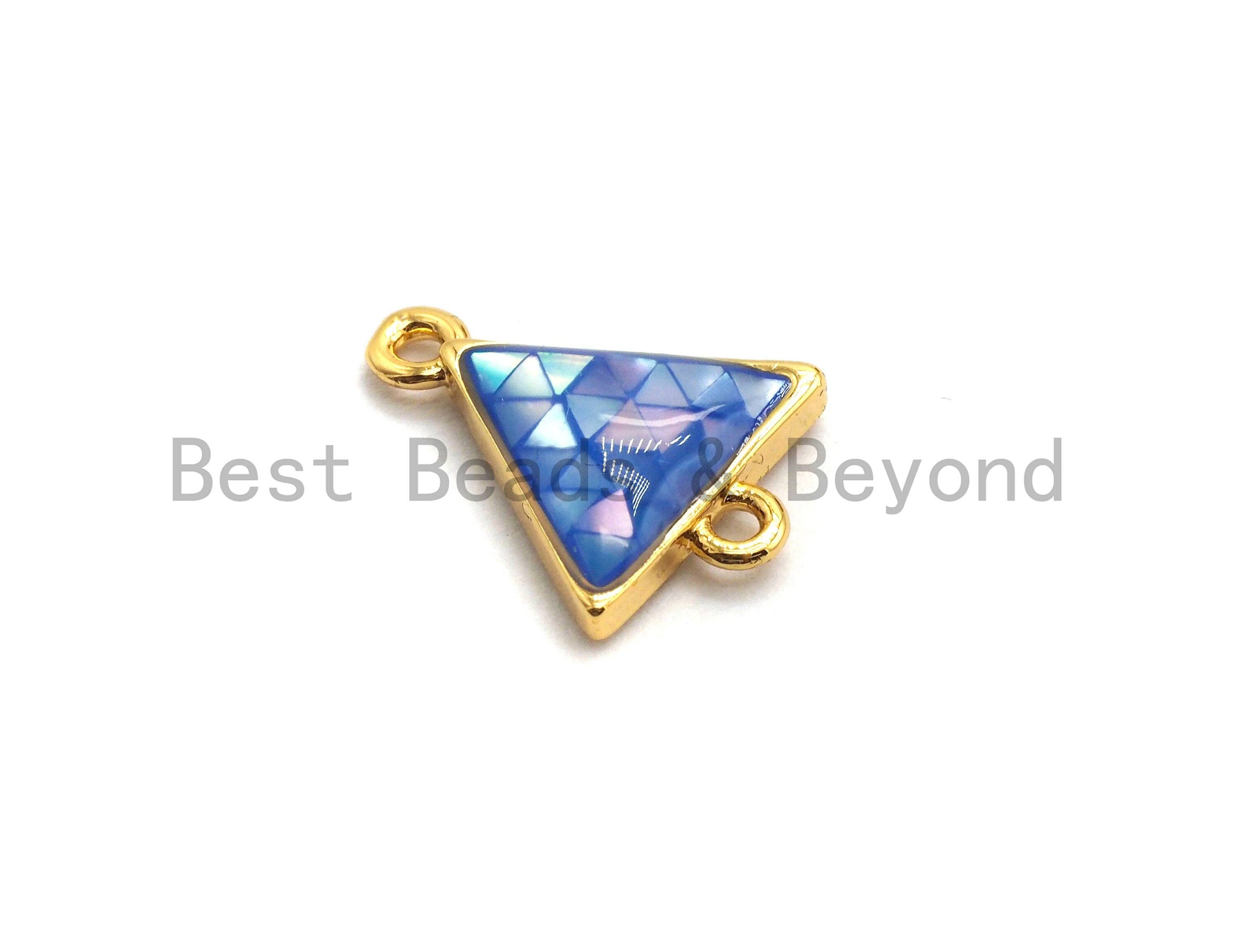 100% Natural Blue Color Shell Triangle Connector with Gold/Silver Finish,Blue Shell Connector, Sea Shell Beads, 11x14mm,SKU#Z268