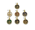 Gold CZ Snake On Round Coin Gemstone Charm, Sku#LX114