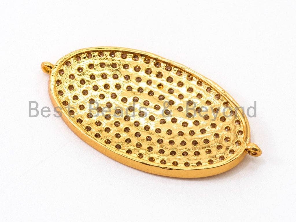 CZ Micro Pave Oval Connector/Link, Cubic Zirconia Pave Bracelet Necklace Connector,17x33mm,sku#E375