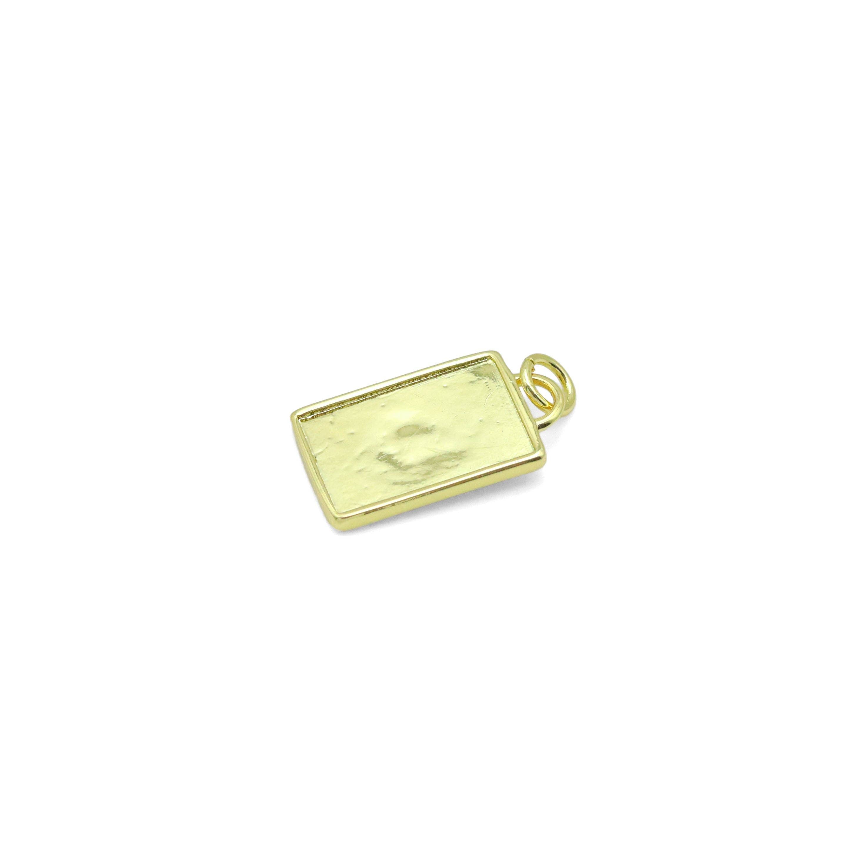 Black Enamel Heart Gold Rectangle Shape Charm Pendant, Sku#Y1031