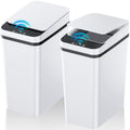 Bathroom Trash Can with Lid, 2 Pack 4 & 2.2 Gallon Automatic Touchless Garbage Can, Small Motion Sensor Smart Trash Can, Slim Waterproof Trash Bin for Bedroom, Bathroom, Office, Living Room (Black)