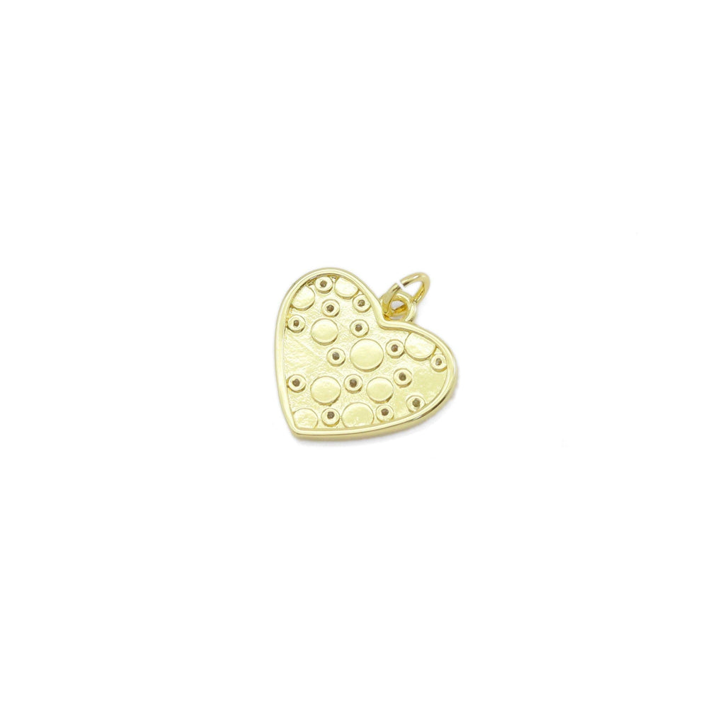 Gold Colorful CZ Heart Shape Charm, Sku#LX454