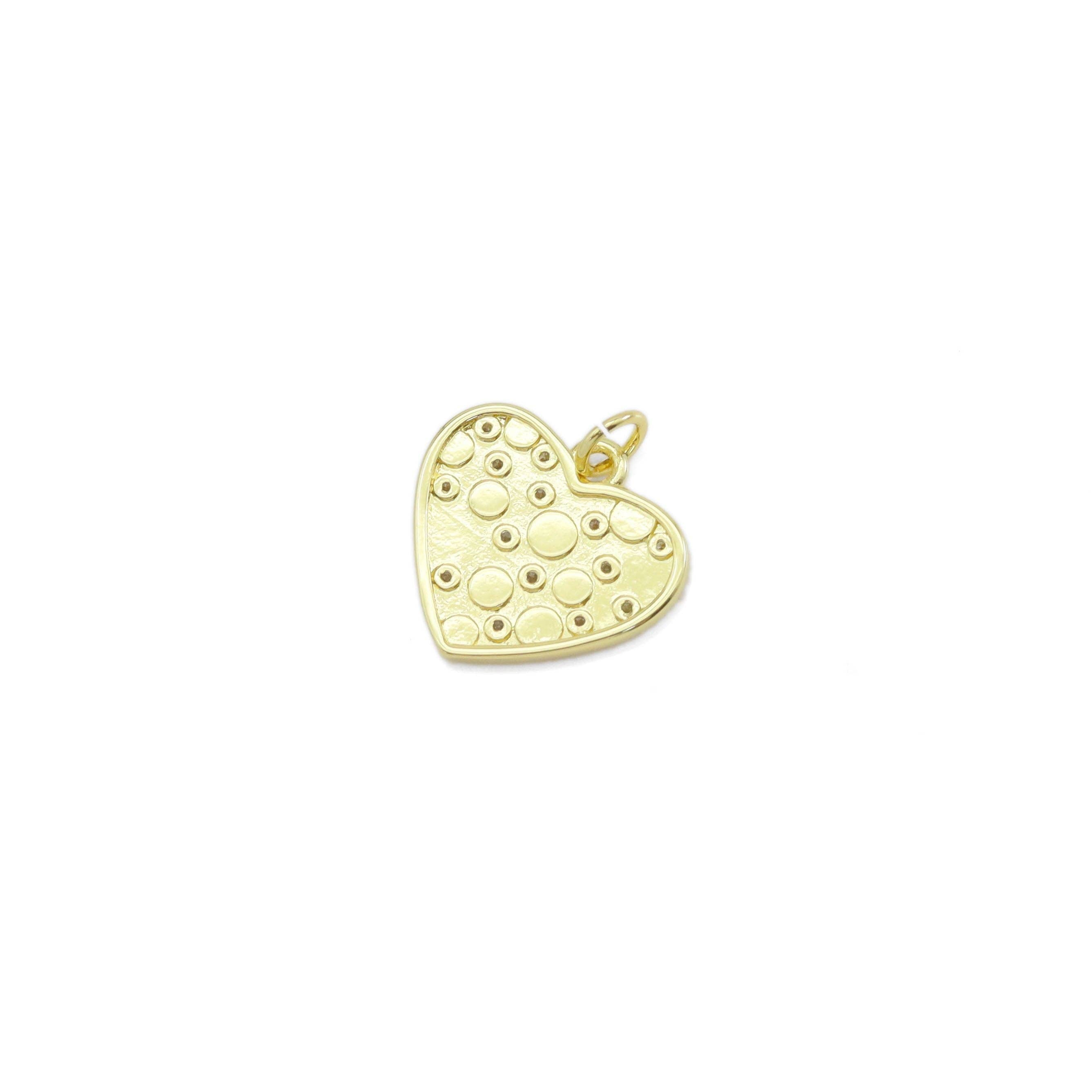 Gold Colorful CZ Heart Shape Charm, Sku#LX454