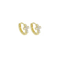 CZ Gold Cross Huggie Earrings, Sku#ZX180