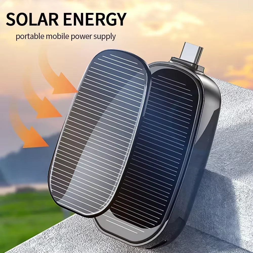 Solar Power Bank Mini Key Ring Portable Charger 1200Mah Outdoor Camping External Battery Emergent Power Cargador Portátil 보조배터리