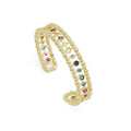 Gold Colorful Round CZ Adjustable Bracelet, Sku#Y830