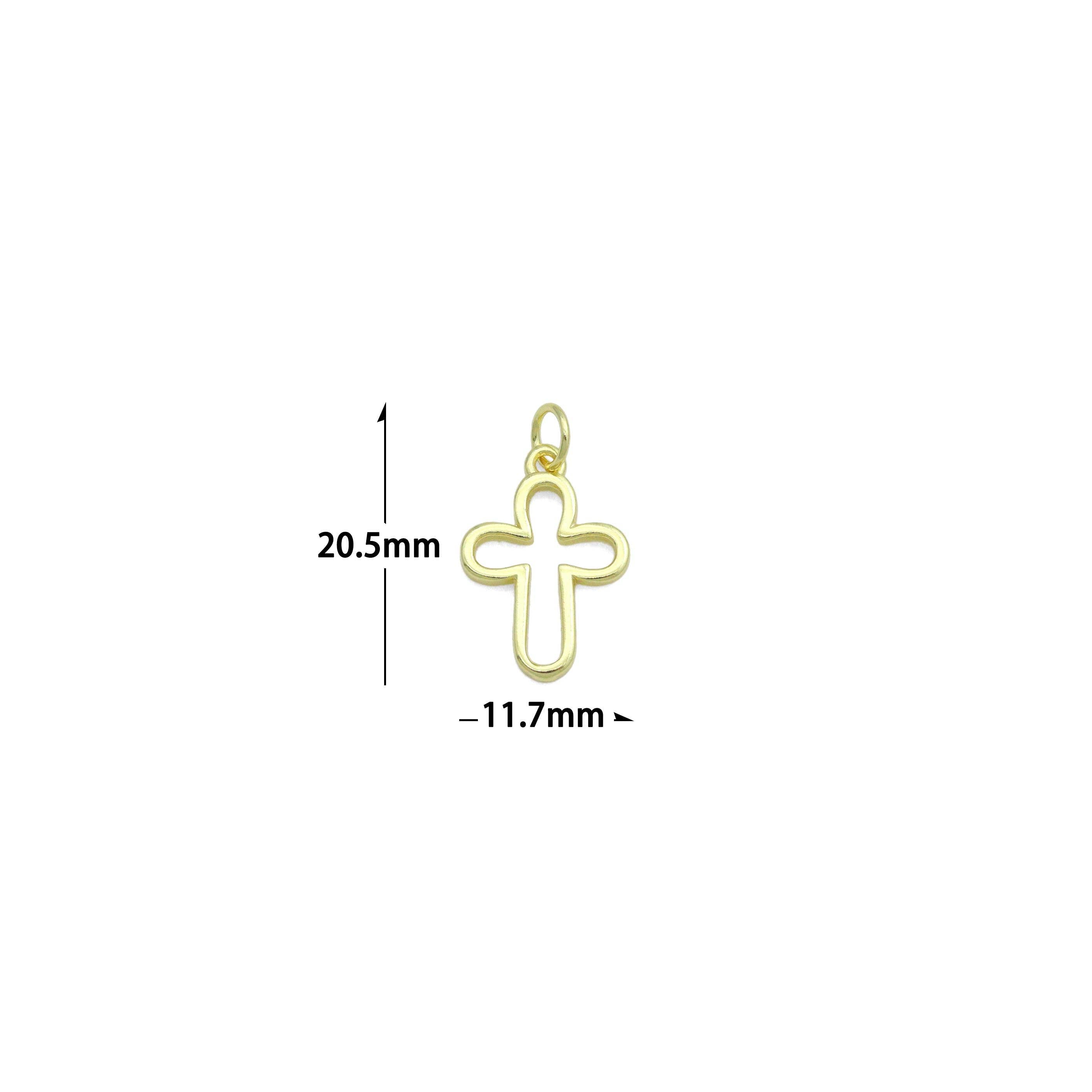 Gold /Bright Silver Frame Cross Charm Pendant,Sku#LD725