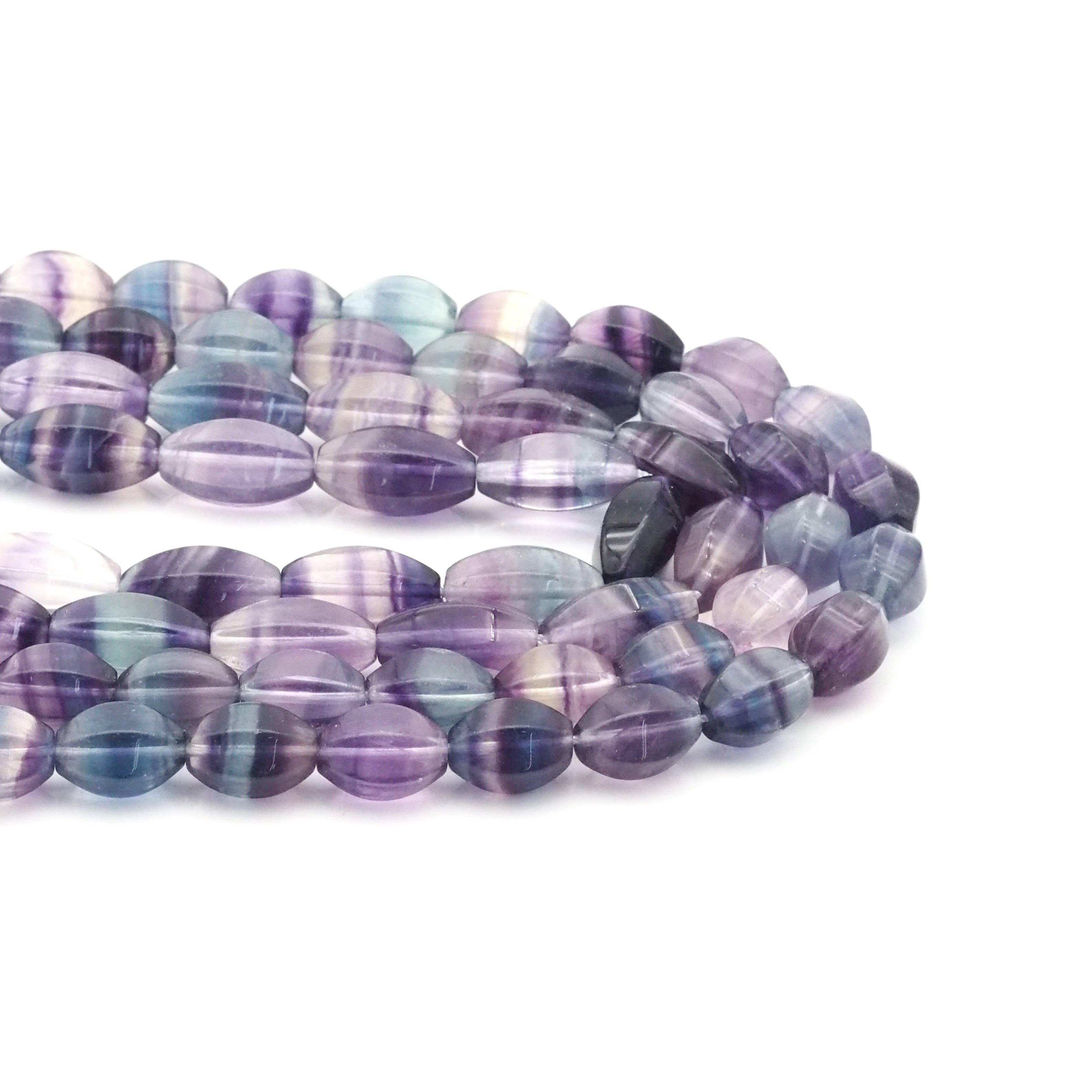Genuine Fluorite Faceted Rice Beads, 8x16mm, Sku#U1570