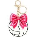 Glitter Resin Bow Game Day Volleyball Keychain Bag Charm