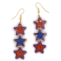 Orange-Blue Glittery Resin Star Dangle Earrings