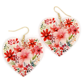 Heart Shape Flower Print Earrings