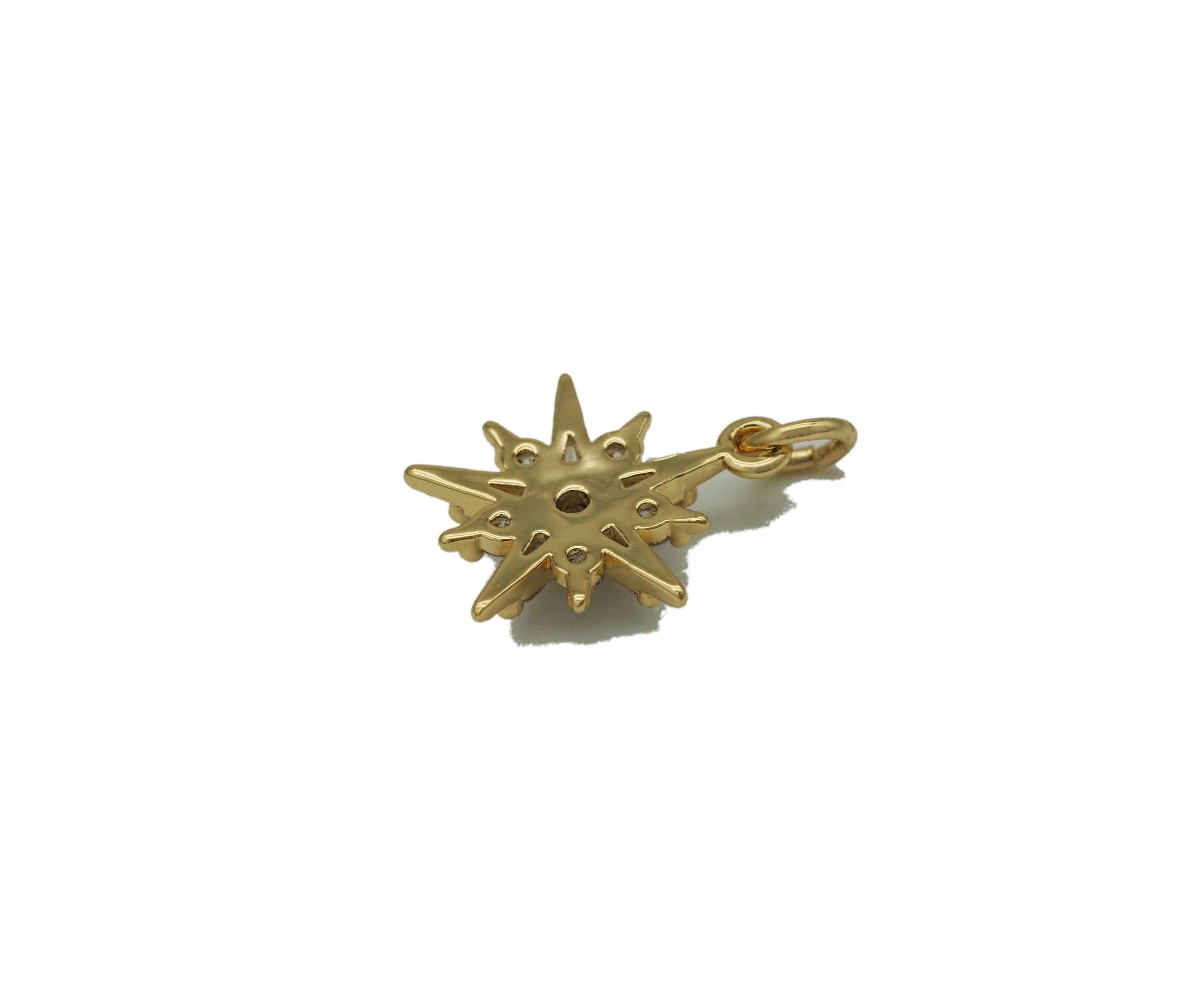 Baguette CZ Dainty Star Charm, Sku#Y711