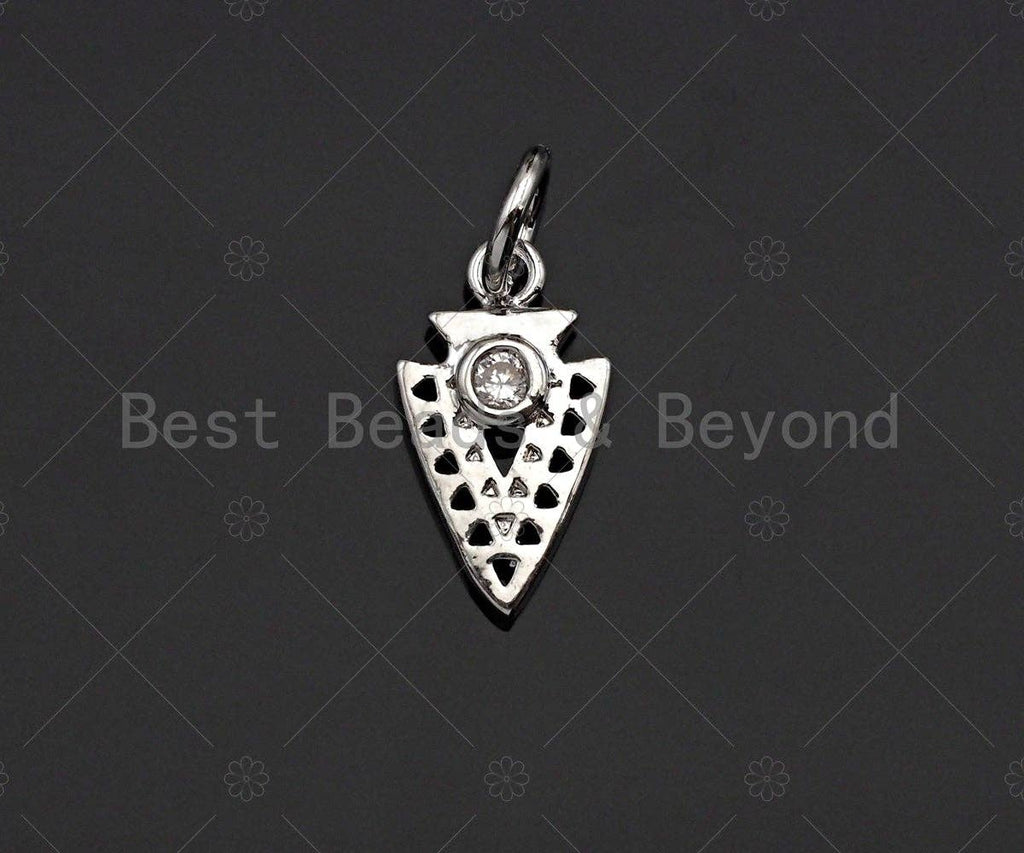 Dainty CZ Micro Pave Triangle Pendant/Charm, Gold/SilverTriangle Shape Charm, 7x13mm,sku#Z1230
