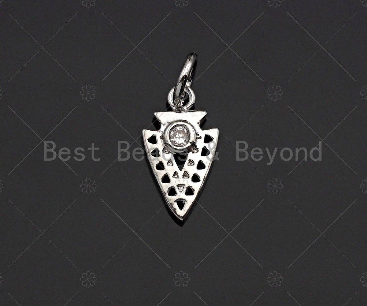 Dainty CZ Micro Pave Triangle Pendant/Charm, Gold/SilverTriangle Shape Charm, 7x13mm,sku#Z1230
