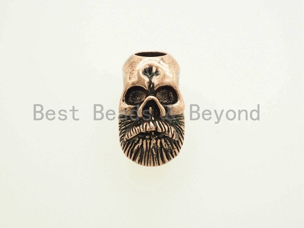 Antique Beard Man Skull Beads, Skull Bead, Paracord Bead Skull Charm, Fit for EDC Survival Bracelet Keychain Lanyard, 13x21x15mm, sku#Y96