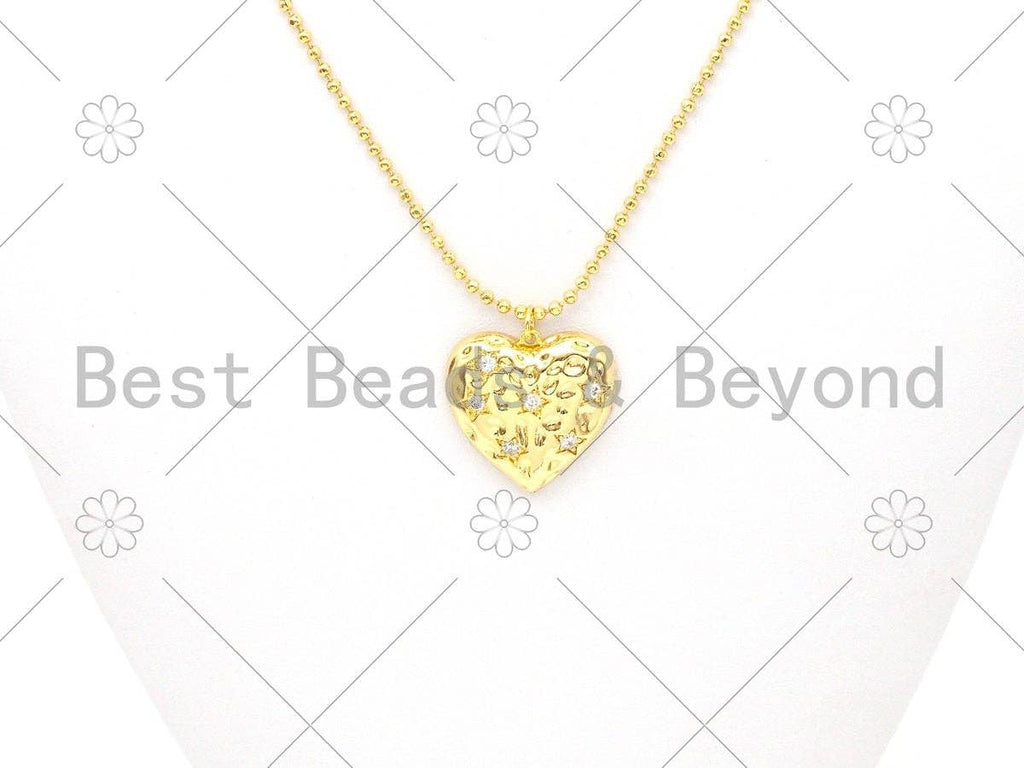 CZ Micro Pave Heart Shape Pendant/Charm, Gold/Silver/Rose Gold Heart Charm, Necklace Bracelet Charm Pendant,25x25mm,Sku#Y479