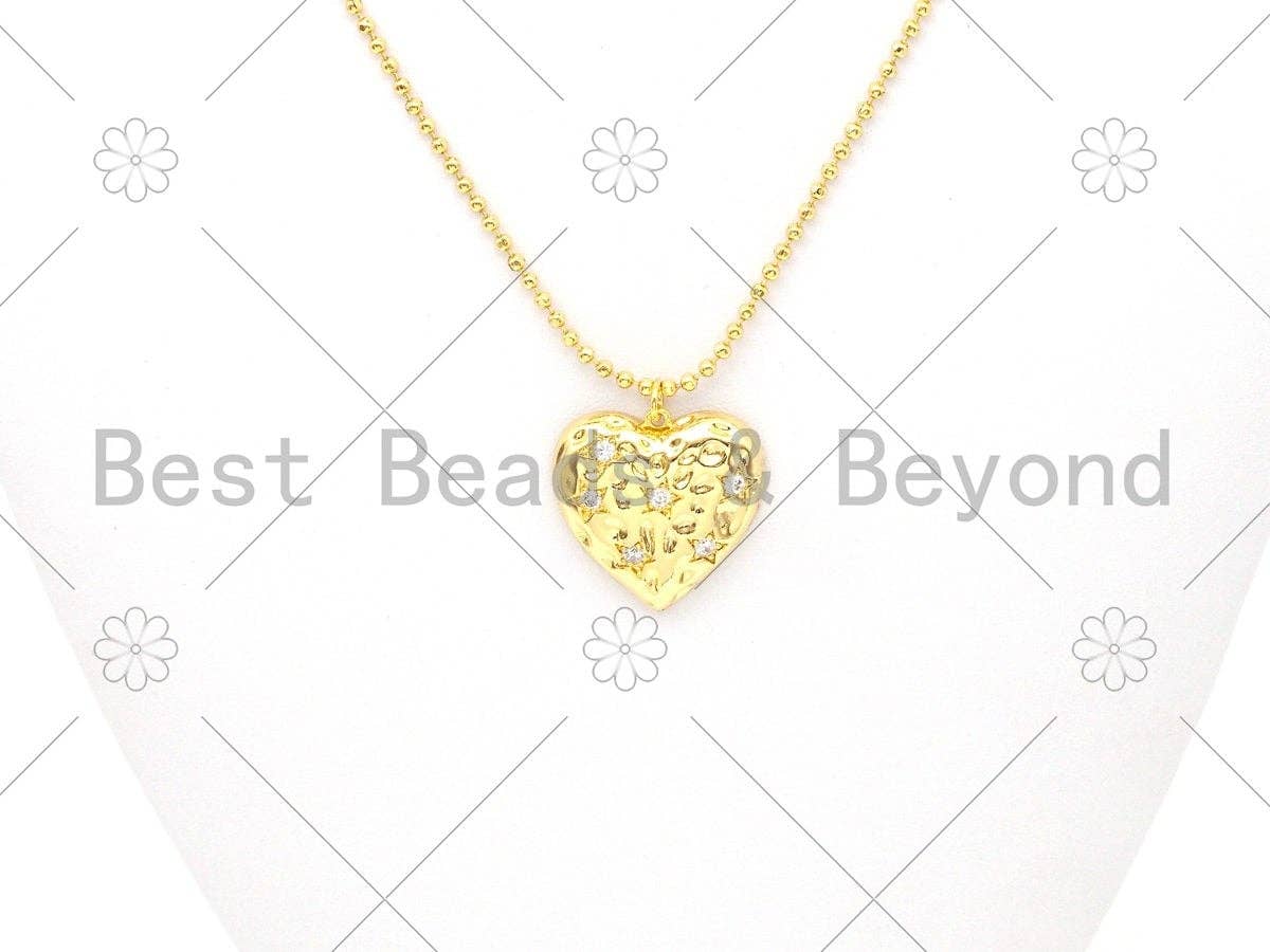 CZ Micro Pave Heart Shape Pendant/Charm, Gold/Silver/Rose Gold Heart Charm, Necklace Bracelet Charm Pendant,25x25mm,Sku#Y479