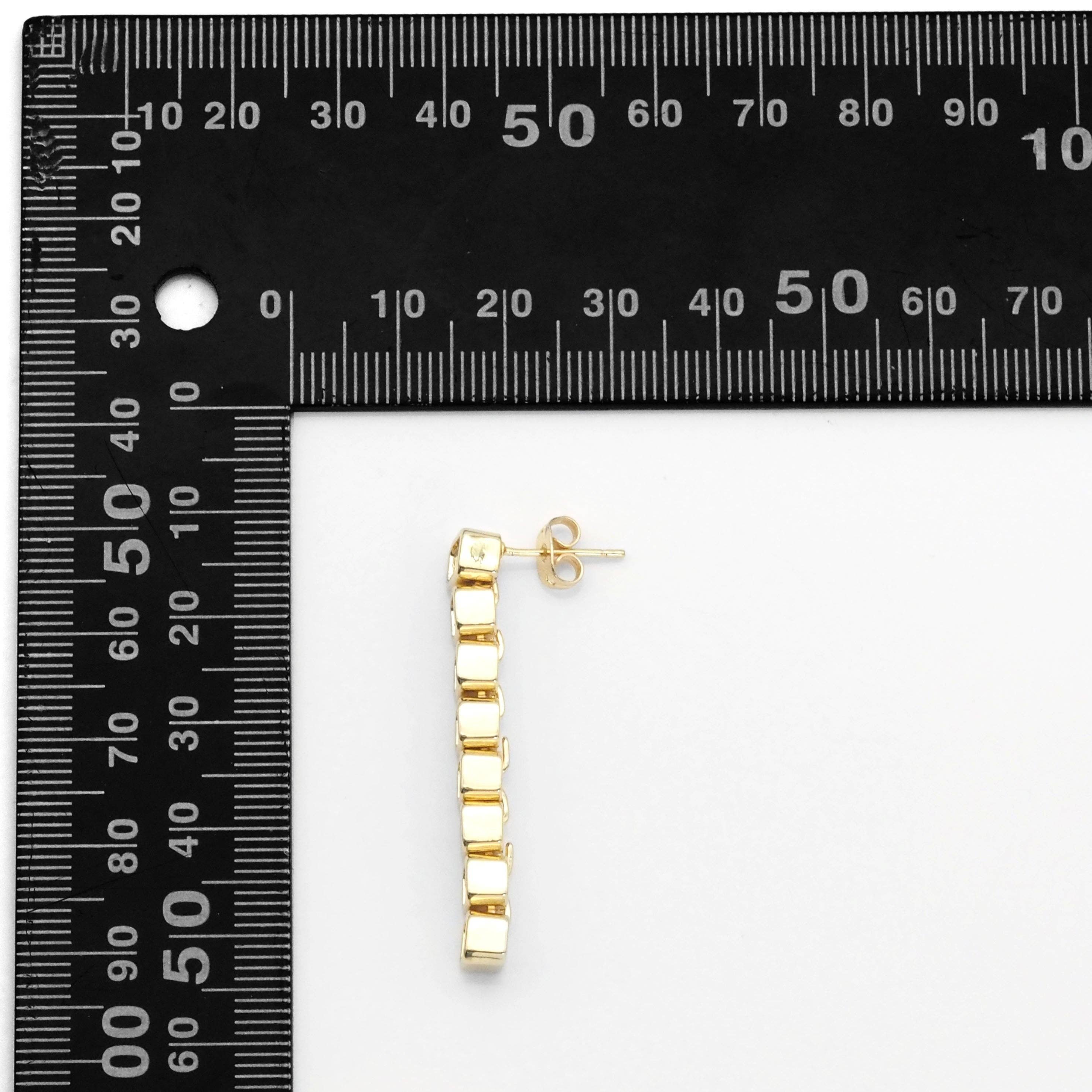 Clear Rectangle CZ Dangle Earrings, Sku#LX215