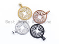 CZ Micro Pave Hollow Star Round Pendant/Charm, Cubic Zirconia Pendant, 18mm, F106
