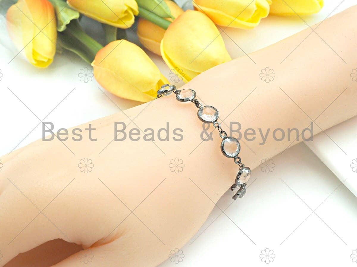 Clear Crystal Rosary Bezel Chain, 8mm beads size, Clear Crystal beaded Rosary Chain, Boho Jewelry Chains, wholesale chain, sku#V94
