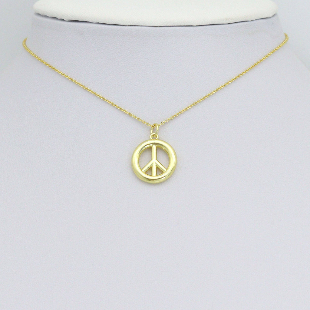 Gold Peace Sign Charm Pendant, Sku#L729