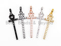 CZ Micro Pave Thin Ankh Cross Pendant, Cubic Zirconia Pendant, CZ Pave Focal Pendant/Charm, 17x51mm, 1pc, sku#F473
