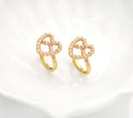 Gold Enamel Pink Twist Heart Adjustable Ring, Sku#B338