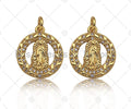 Gold Filled CZ Micro Pave Virgin Mary On Garland Shape Pendant, 18K Gold Virgin Mary Charm, Necklace Bracelet Pendant, 15x18mm, Sku#Y438
