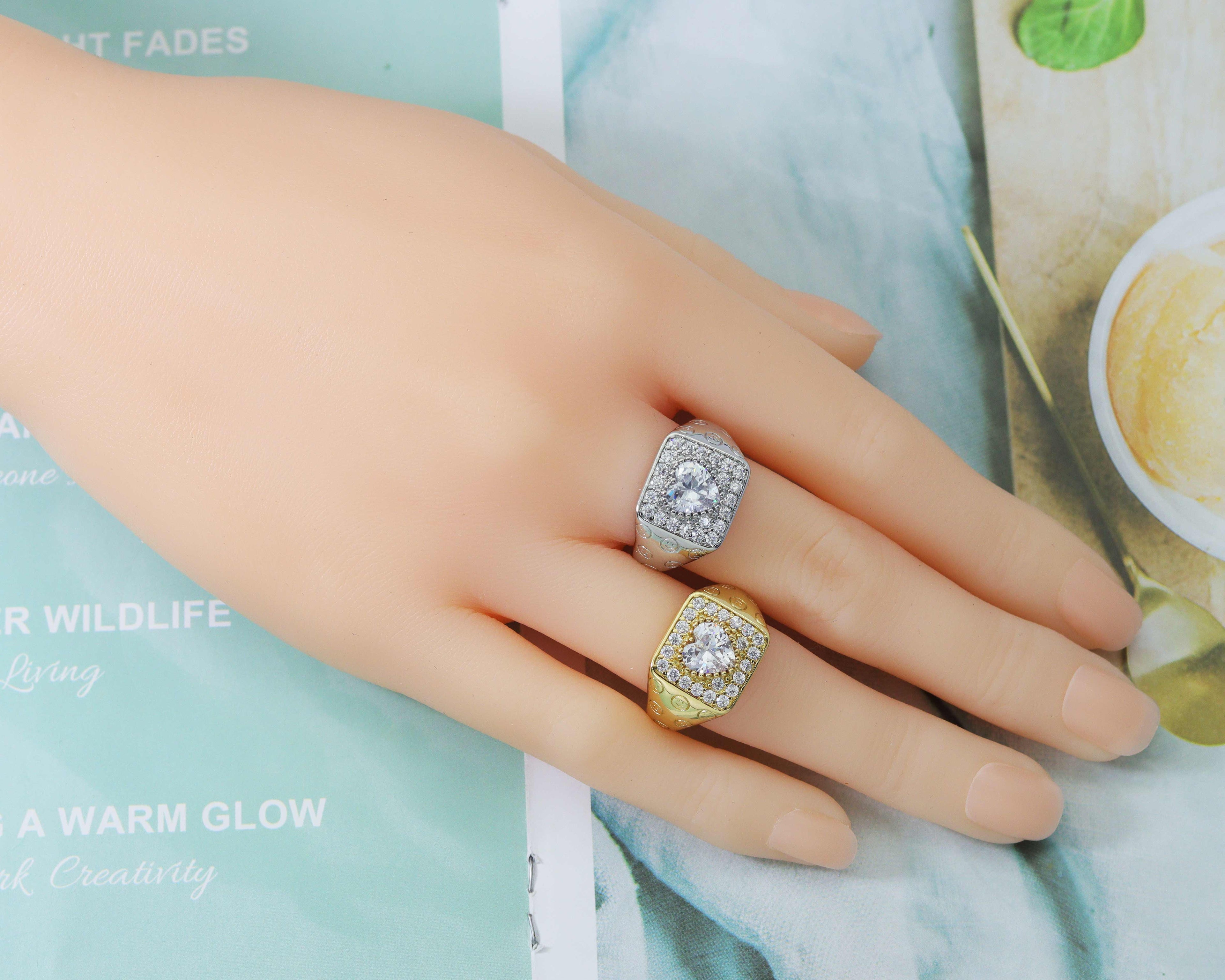 CZ Heart Adjustable Ring, Sku#B169