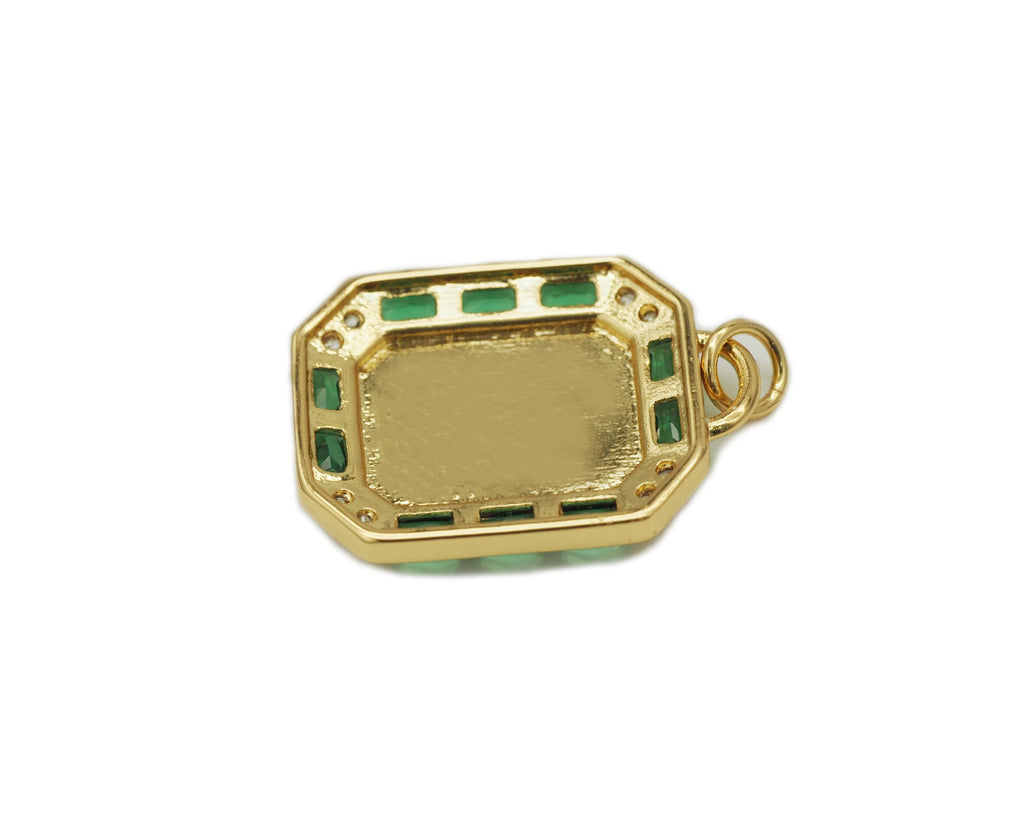 CZ Enamel Rectangle Pendant, Sku#Y647