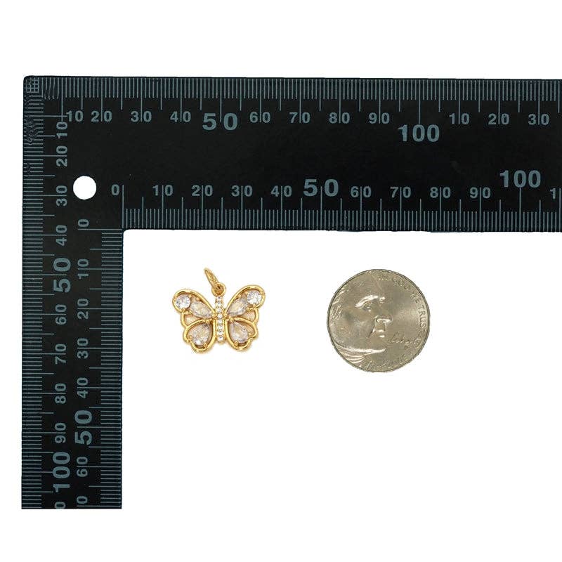 CZ Gold Butterfly Charm, Sku#LX203