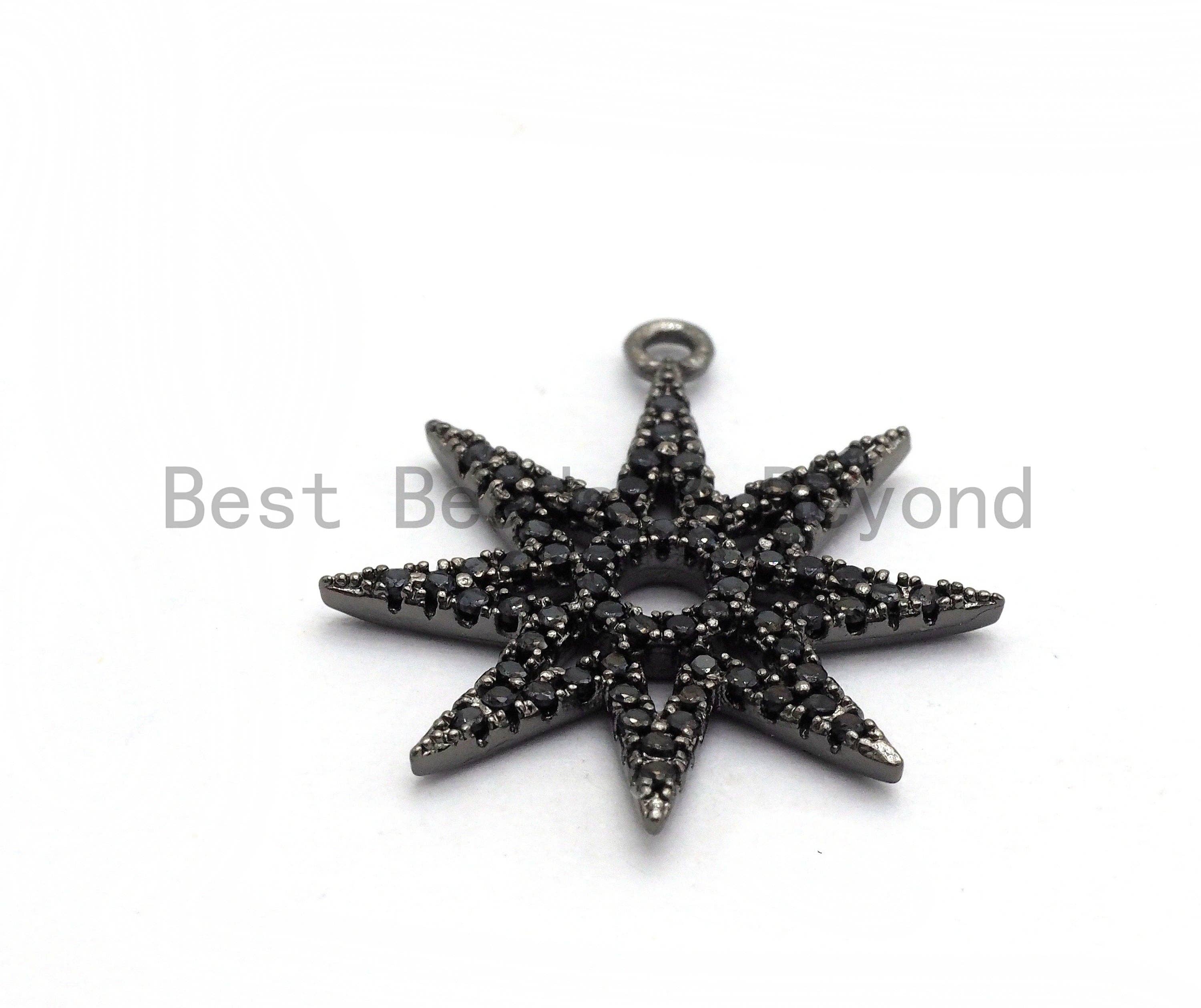Black CZ Pave On Black Micro Pave Star Pendant/Charm,Cubic Zirconia Paved Charm, Necklace Bracelet Charm Pendant,19x21mm,1pc, sku#B99