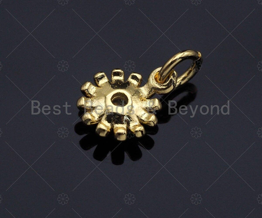 Clear CZ Micro Pave Sunflower Pendant/Charm, Sunflower Cubic Zirconia Pendant Charm,8x10mm,sku#Z1218