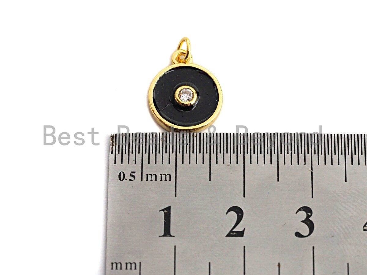Enamel Colorful Big Cz On Round Coin Pendant,CZ Micro Pave Oil Drop pendant,Enamel pendant,Enamel Jewelry, 11x14mm,sku#Z647