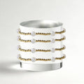 Gold Beaded Bracelets-Dot, White Jade
