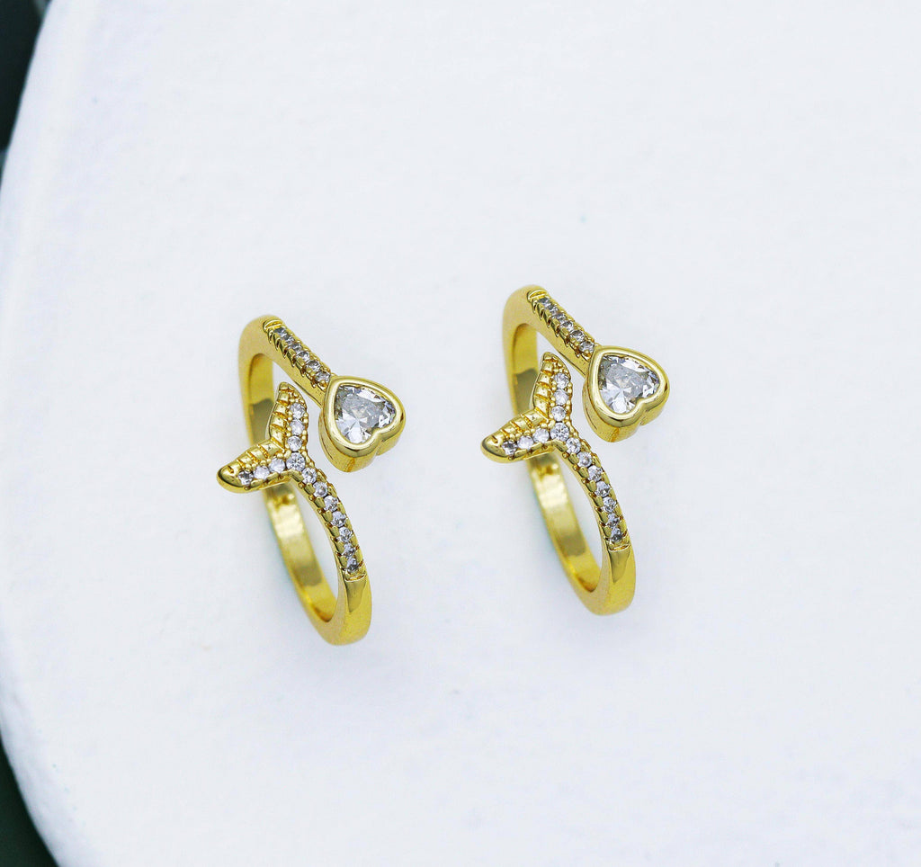 CZ  Whale Tail Heart Ring, Sku#LD300