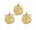 18k Dainty Gold Bee On Slab Charms, Dainty Charms, Gold Pendant, Bee Necklace Charms, 18x19mm, Sku#Y381