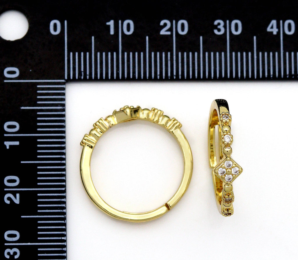 CZ Pave Gold Rhombus Shape Ring, Sku#LD321