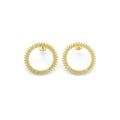 Gold Round Circle CZ Stud Earrings, Sku#LK846